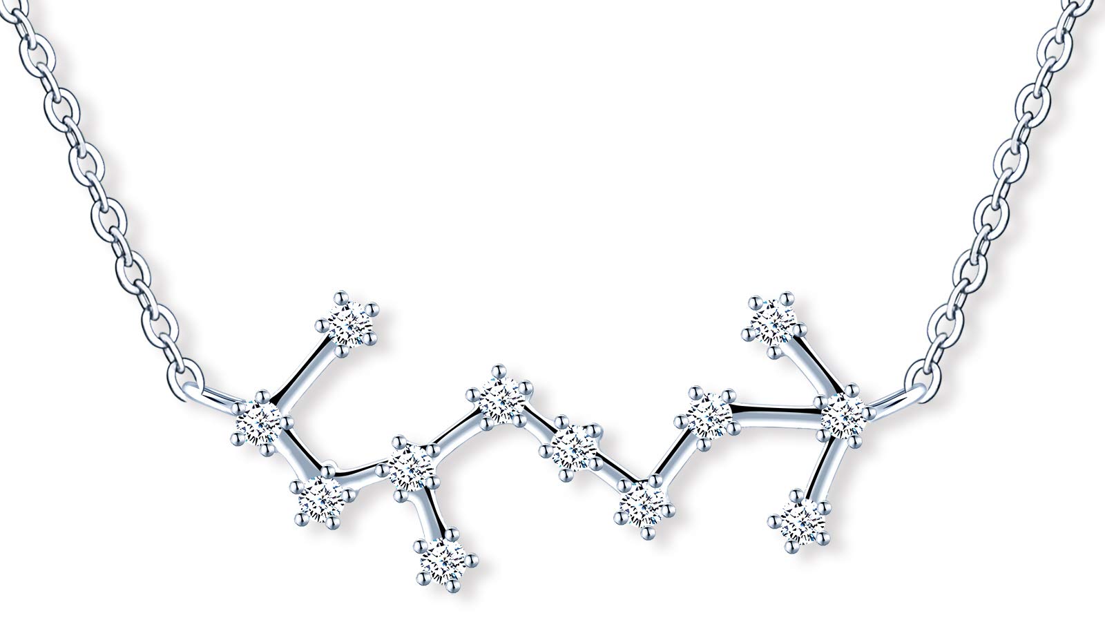 MicLee Women's girl's Necklace pendant, 925 Sterling Silver necklace, Twelve constellations zircon necklace, Constellations Guardian Choker, Scorpio necklace pendant, Inlaid zircon, silver