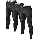 1 or 3 Pack Mens Long Johns Thermal Pants, Fleece Lined Lightweight Base Layer Bottoms, Compression Leggings Winter Gear