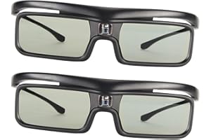 Denash DLP Link 3D Glasses, Rechargeable Active Shutter 3D Glasses with 144Hz Refresh Rate and 40 Hours Playtime, for LTV 250