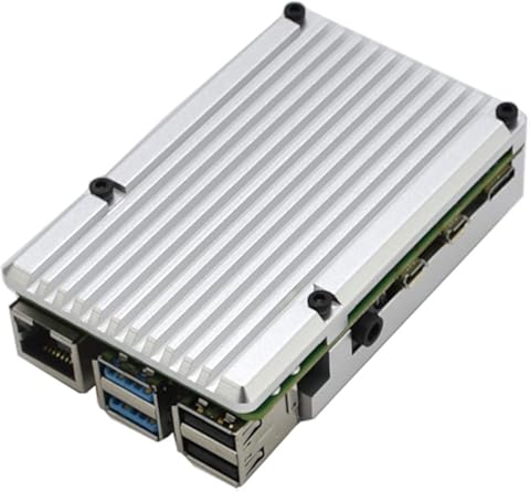 Wivarra para Raspberry Pi 4 4B Caja de Aluminio Cubierta del CNC Cubierta con Disipador de Calor Ventilador Dual para Raspberry Pi 4 Modelo B (Plata)