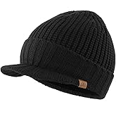 Home Prefer Men's Winter Hat Thick Knit Beanie Cap with Visor Newsboy Beanie Hat