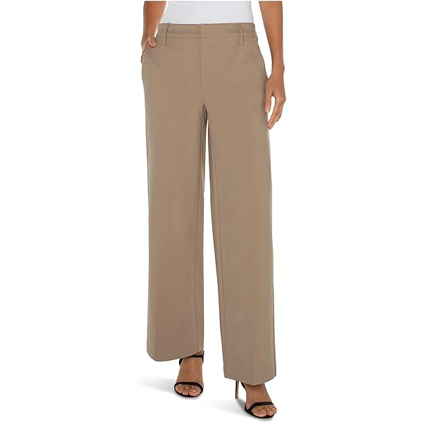 Liverpool Los Angeles Kelsey Wide Leg Trouser Ponte Pant Biscuit