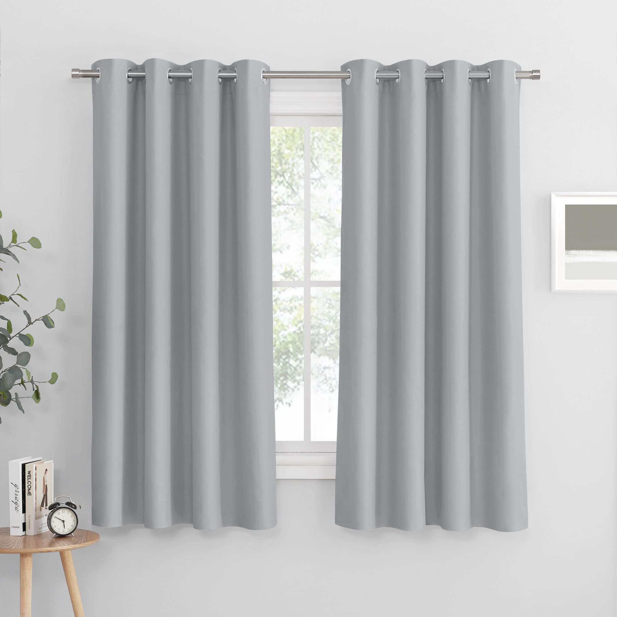 PONY DANCE Silver Grey Thermal Curtains & Drapes for Bedroom/Living Room - Blackout, Energy Saving, Privacy Protection, Light Blocking Curtains with Eyelet, 46 x 60 Inch (Width x Length) — image 1