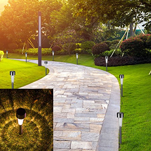 Sunwind Solar Pathway Lights Outdoor, Solar Lights Outdoor 12 Pack Solar Garden Lights Stainless Steel Waterproof for Lawn, Yard, and Driveway (Gunmetal) - Thumbnail 3