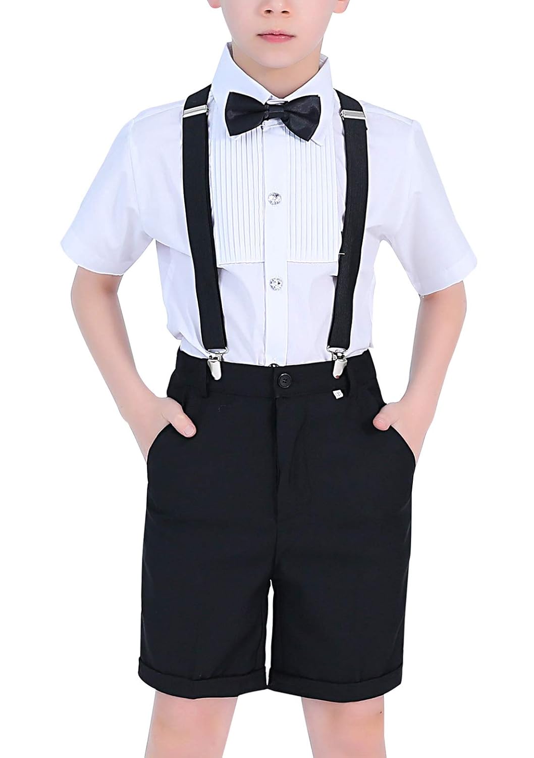 Happy Cherry Garcon Costume De Fete Pour Ceremonie Mariage 4 Pcs Enfant Ensembles De Tenue De Soiree Chemise Pantalons Bretelles Cravate 3 4 Ans Costumes Vetements Atahari Com