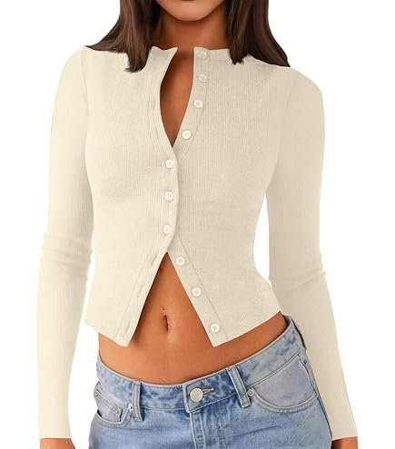 Amazon.com: Fuimsul Women Button Down Ribbed Knit Crop Shrugs
