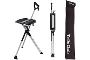 STEP2GOLD Ta-Da Chair Series 2- Portable Walking Stick, Cane with Seat, Foldable Chair, Hiking Stick, for Camping, Hiking, Lightweight Aluminum, Easy Carry, Anti-Slip