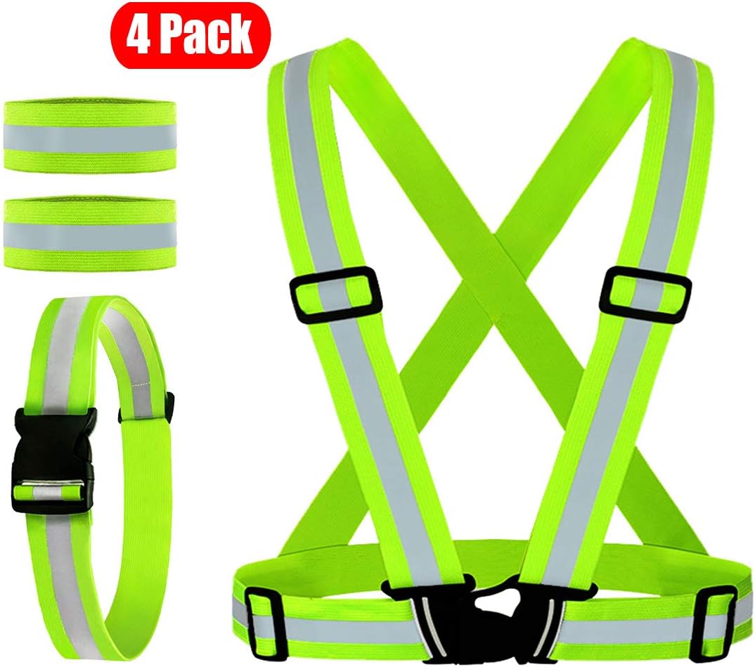 Reflective Vest, Reflective Glow Belt with 2Pack Reflector Armbands, Adjustable Elastic Safety Vest Outdoor Reflective Belt High Visibility, Ultralight & Comfy for Running, Jogging, Walking, Cycling, : Sports & Outdoors