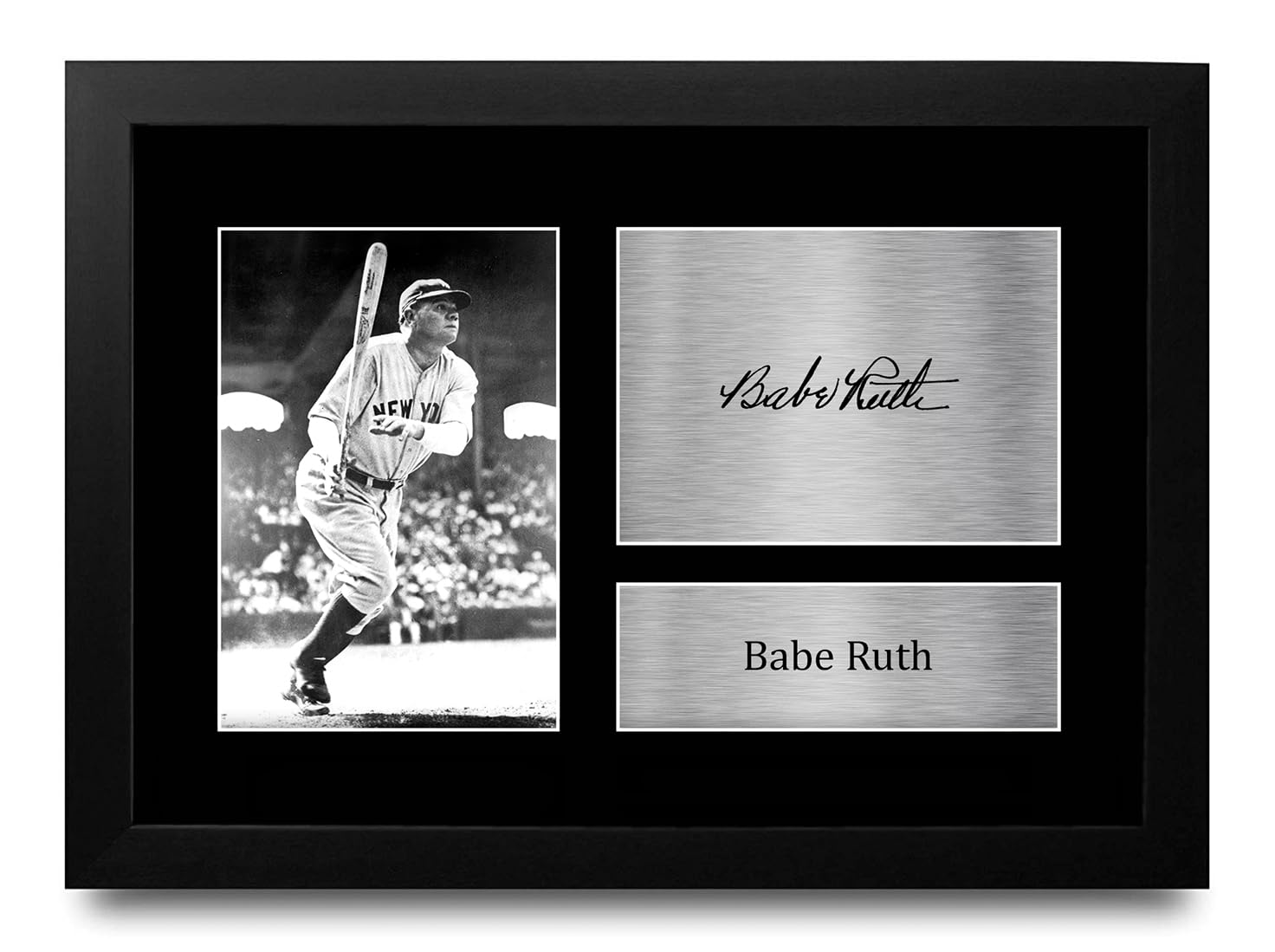 HWC Trading FR A4 Babe Ruth New York Yankees Gifts Printed Signed Autograph Picture for Baseball Memorabilia Fans - A4 Framed