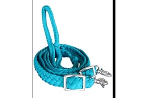 CHALLENGER Horse Braided Poly Nylon Roping Western Barrel Reins Tack Turquoise 60753