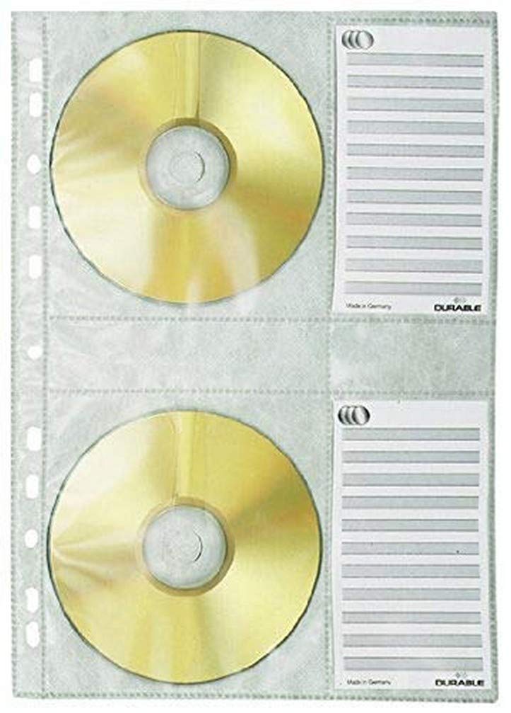 Durable CD/DVD Pockets - Double Sided Wallet Index for 4 Disks - 5 Pack - A4 - Keep Your Disks Scratch and Dust Free - Easy to Use