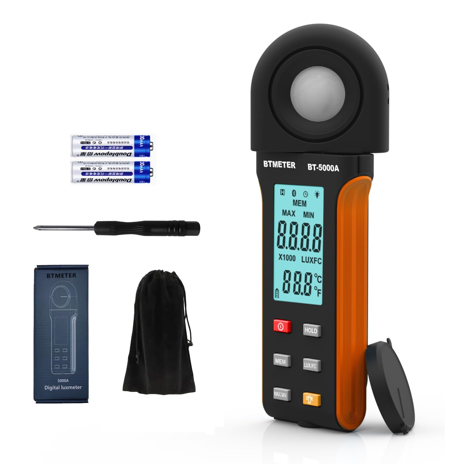 BTMETER Light Lux Meter Logger BT-5000A, Digital