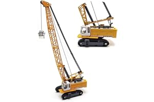 Tipmant Children Alloy Die-cast Car Model Toy Excavator Truck Digging Cable Engineering Vehicle Tower Crane Collection Gift for Kids Scale: 1:87