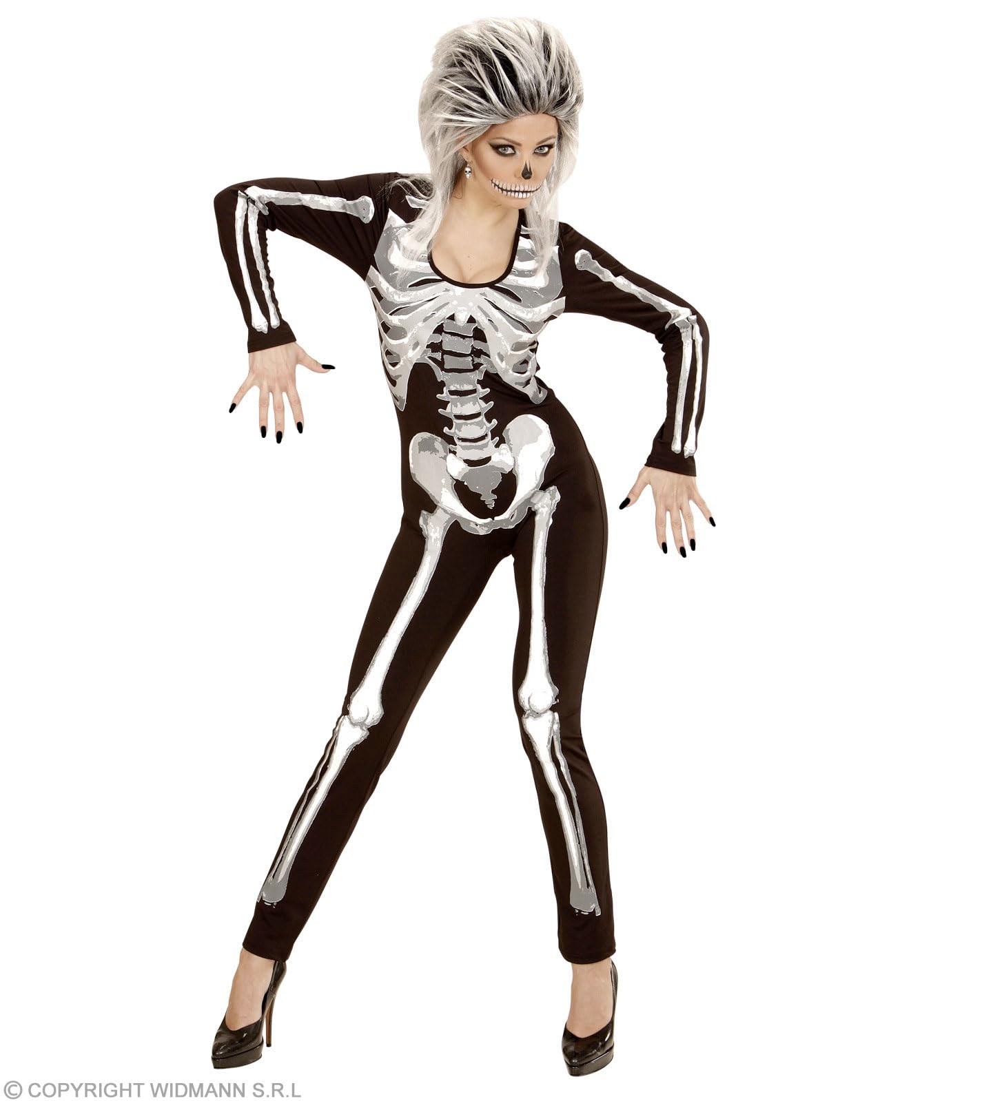 Widmann Adult Costume Skeleton Girl, Jumpsuit