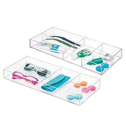 Mdesign Slim Plastic Drawer Organizer Tray With 5 Storage