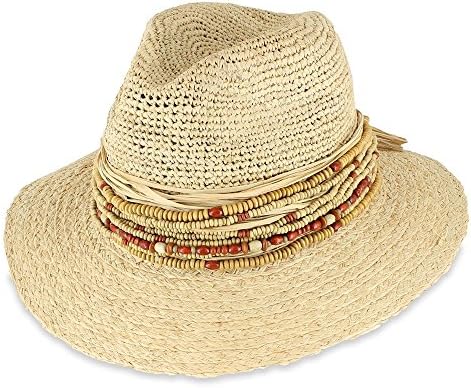 Belfry Catalina - Women's Summer Raffia Straw Fedora Hat (One Size, Natural)