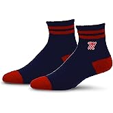 For Bare Feet NCAA MISSISSIPPI REBELS Cozy Two Stripe Quarter Sock Team Color OSFM