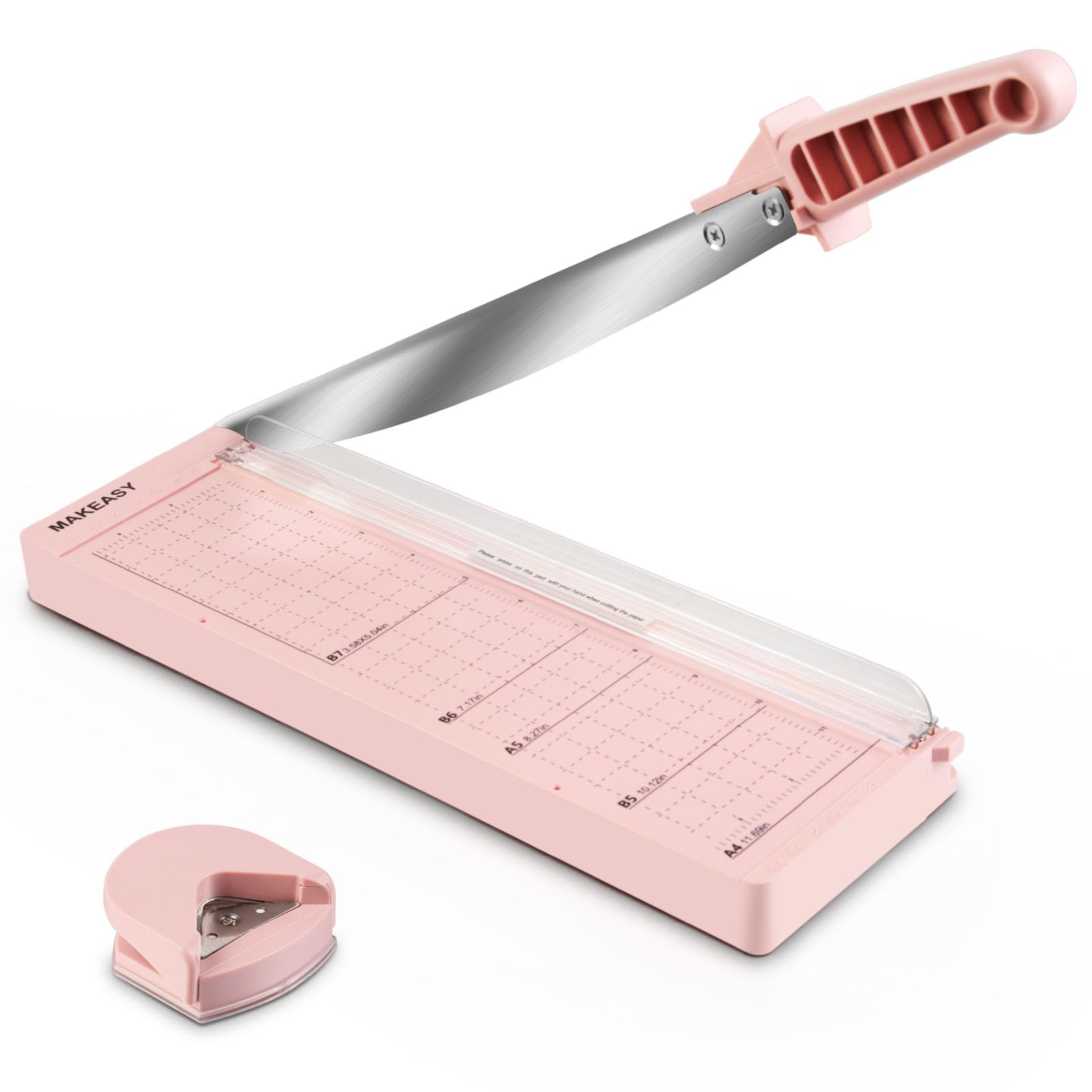 Photo 1 of MAKEASY Paper Cutter 12 Inch, Guillotine Paper Cutter with 8 Sheet Capacity, Heavy Duty Paper Cutter for Cardstock, Paper Trimmer for Crafting, Classroom and Office, Pink