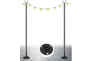 Eazielife Outdoor String Light Pole, 10 FT Heavy Duty Hanging Light Stand Pole for Outside Hard Soil Wood Backyard, Patio, Christmas, Wedding, Party (2 Packs)