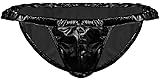 dPois Mens Wet Look Metallic Thong Sexy G-String T-Back Low Rise Bikini Briefs Underwear