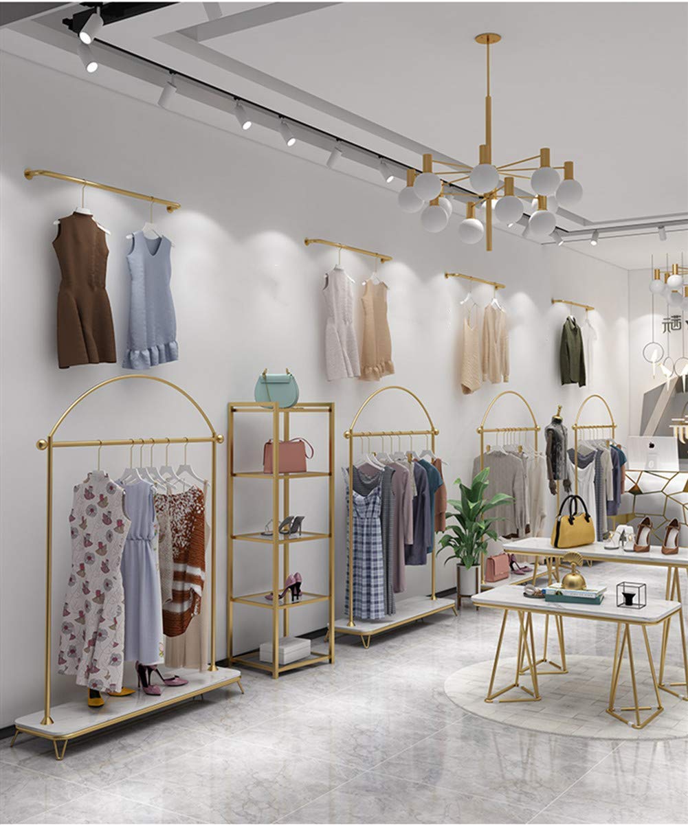 Retro Floor Standing Clothing Rack Hanging Metal Garment Rack Retail Display Clothes
