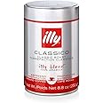 Illy Classico Espresso Ground Coffee, Medium Roast, Classic Roast with Notes of Chocolate & Caramel, 100% Arabica Coffee, All