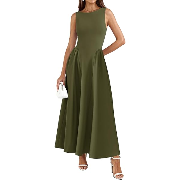 Women Solid Spliced Lace Up Elegant Dresses for Slash Neck Sleeveless High  Waist Slimming Dress White S at Amazon Women's Clothing store