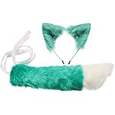 QinRuan Faux Fur Fox Cheshire Cat Ears and Tail Costume Party Props Anime Dress Up Set