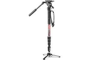 Manfrotto Element MII Video Kit Aluminium Fluid Monopod with Video Head, Slim and Lightweight, Loads up to 4kg, Foldable Fluid Base, 4 Sections, Twist Locks, for mirrorless and DSLR Cameras