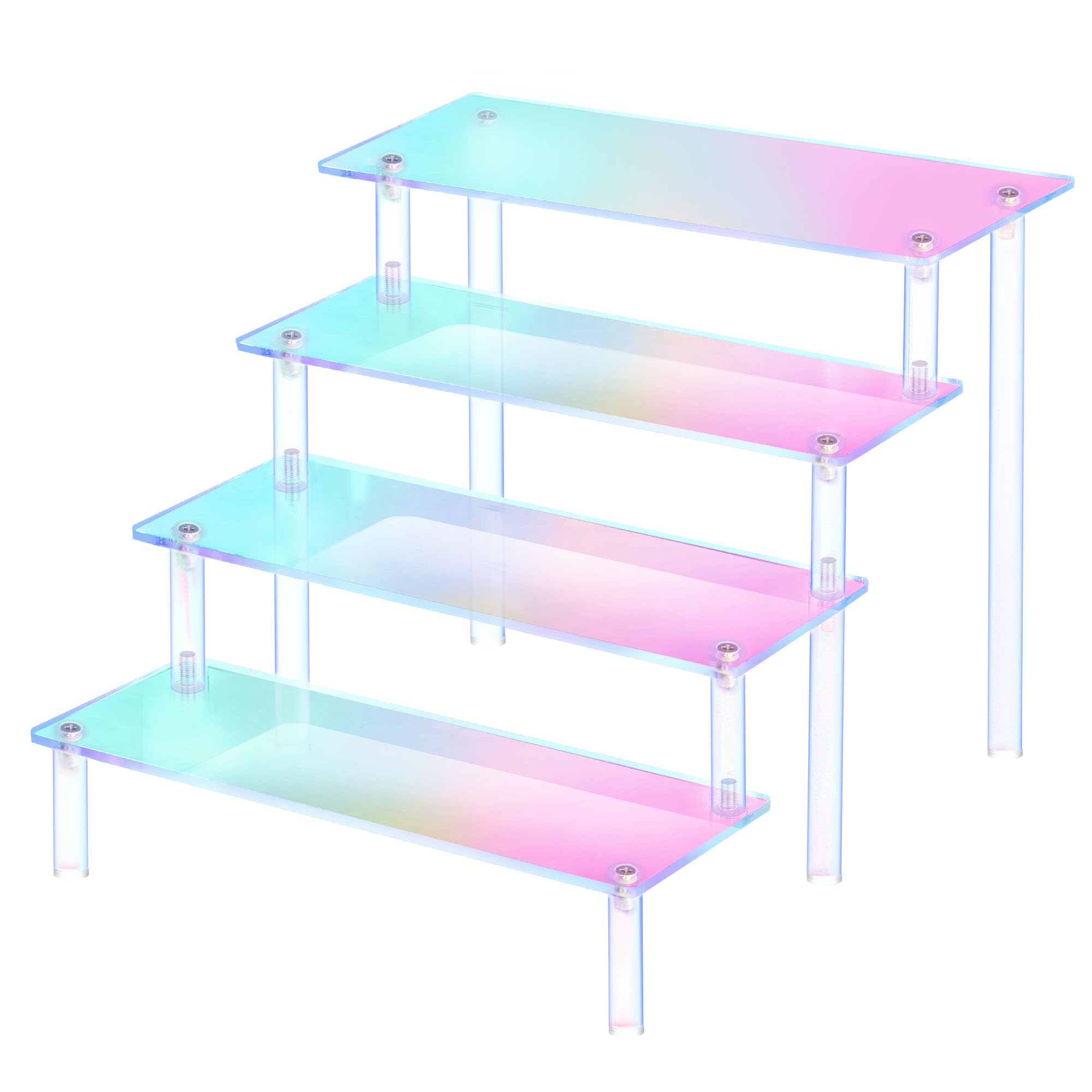 RICIPUSO Acrylic Display Stand, 4 Tier Iridescent Display Risers for ...