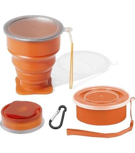 Stainless Steel Folding Cups With Keychain Portabl... - Vicedeal