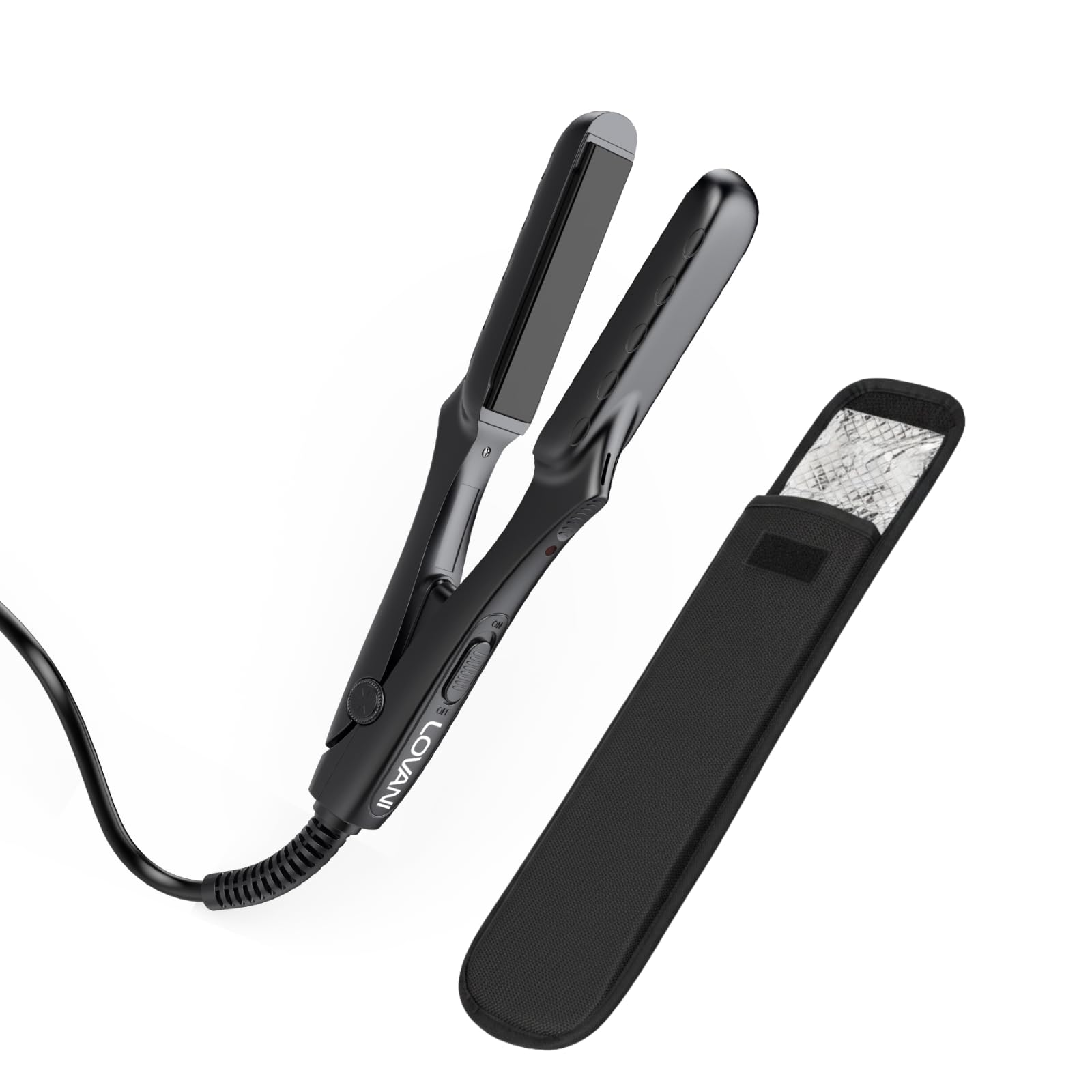 Photo 1 of LOVANI Mini Flat Iron 0.5", Ultra-Compact 7.1" Travel Hair Straightener, Ceramic Tourmaline, 410°F High Heat, Dual Voltage 100–240V, Heat-Resistant Pouch, for Bangs, Pixie Cuts & Touch-Ups