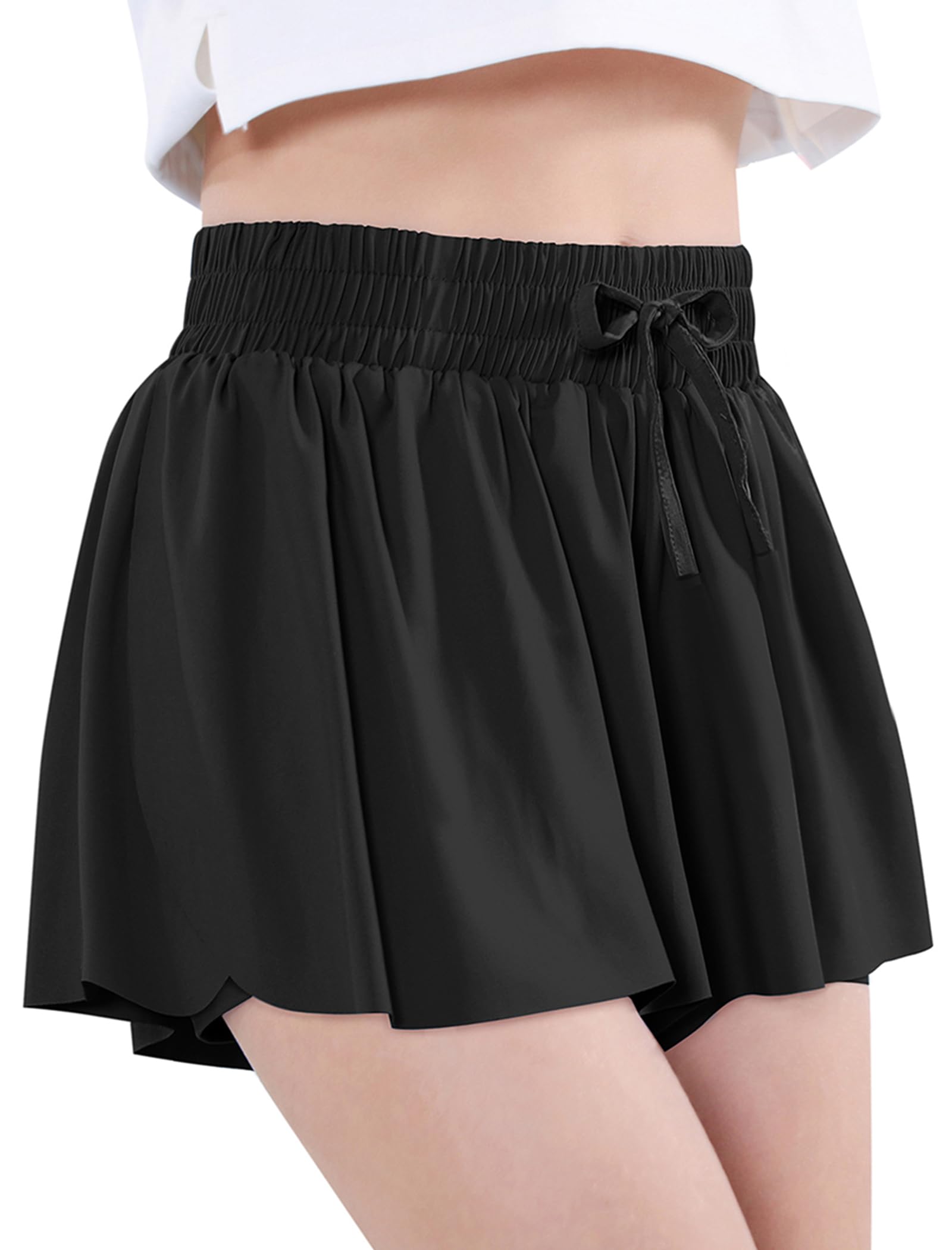 EXARUS Girls Butterfly Shorts Flowy Athletic 2 in 1