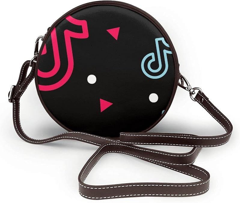 TikTok Ladies OneShoulder Round Bag, Leather Zipper OneShoulder
