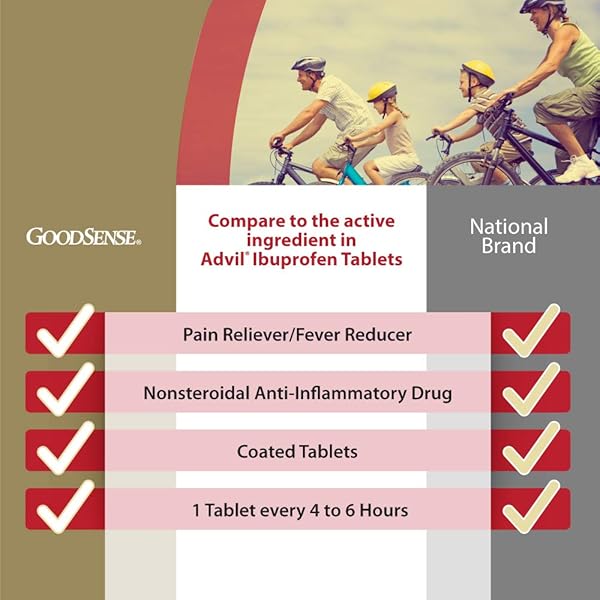 GOODSENSE 200 MG IBUPROFEN TABLETS, FEVER REDUCER AND PAIN RELIEF FROM BODY ACHES, HEADACHE, ARTHRITIS PAIN AND MORE, 100 COUNT