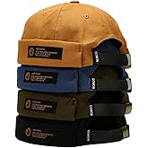 Cotton Brimless Cap Retro Docker Caps Beanie Skull Cap Adjustable Brimless Hip hop Hats 4 Pcs