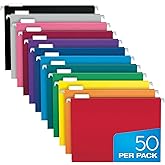 Pendaflex Colored Hanging File Folders Letter Size with 1/5 Cut Adjustable Tabs, 8.5 X 11-50 Pack of 12 Assorted Colors