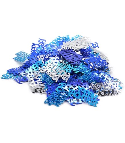Blue Glitter 15th Birthday Confetti - 200 Pieces Party Decor With Numbers & Circles