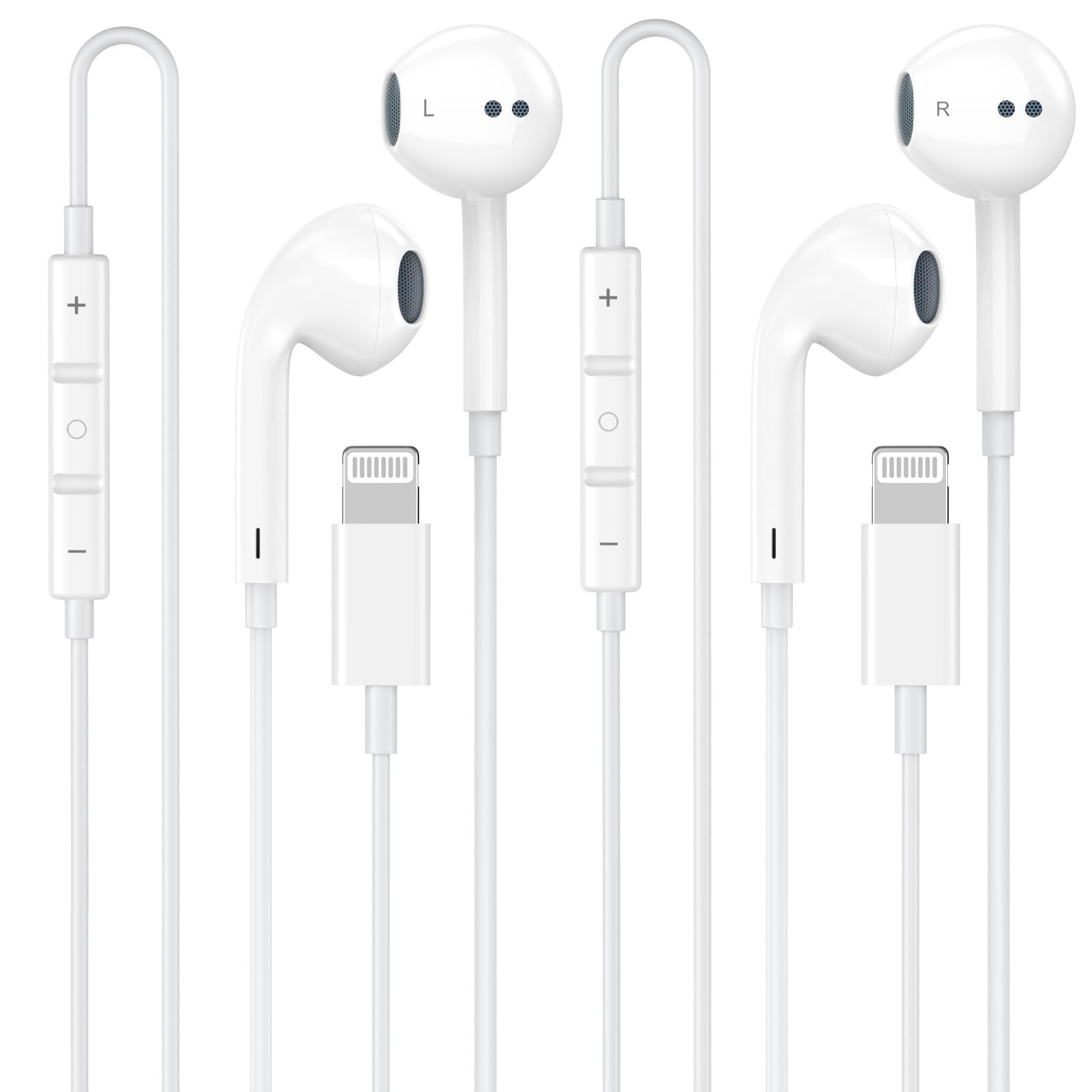 2 Pack for iPhone Headphones Wired Earbuds/Earphones with Built-in Remote to Control Music, Phone Calls, and Volume Compatible with iPhone 14 13 12 11 Pro Max XS XR X 8 7 6