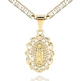 J&H DiaJuvelo Catholic Virgin Mary Necklace for Women 14K Gold Plated Virgen de Guadalupe Necklace Mother Mary Cubic Zirconia Virgin Mary Pendant Catholic Jewelry for Women Charm Gifts