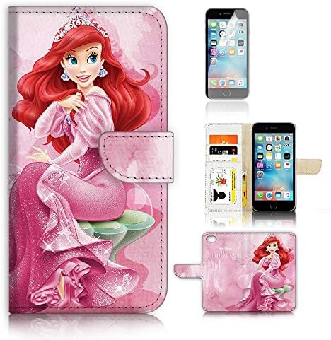 iPhone 7 Flip Case Wallet Cover with Screen Protector - US B30016 - Little Mermaid Princess B30016