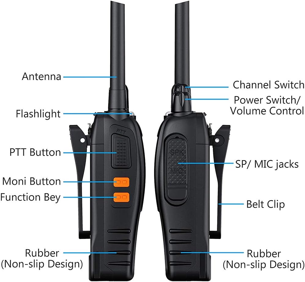 Nestling 10pcs Two-Way Radio Walkie Talkies-Long Range Walkie Talkie 16CH Single Band LED Light Voice Prompt with Original Earpieces for Field Survival Biking and Hiking - Image 3
