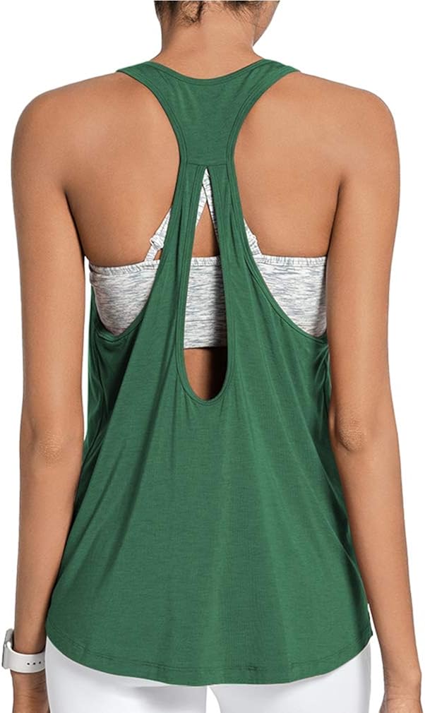 DIBAOLONG Womens Sexy Open Back Yoga Tops Workout Clothes Racerback Tank Top at  Women’s Clothing store