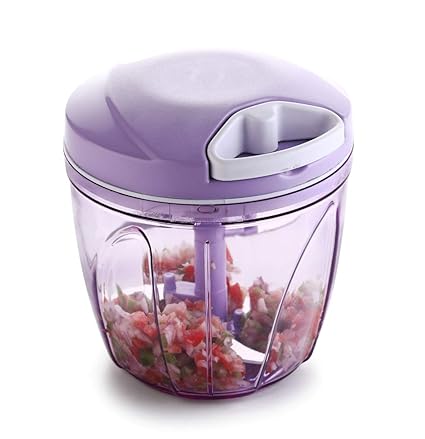 Peiroks Plastic Handy Vegetable Chopper, Cutter, Mixer Set (Purple, 900 ML)