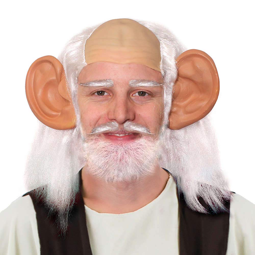 Giant Ears On Headband White Eyebrows Bald Cap With White Hair
