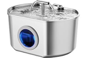 NEAREAL Cat Water Fountain Stainless Steel - Pet Drinking Fountain for Cats Indoor - 2.2L/74oz Automatic Water Dispenser with Watering Level Window (1 Filter)