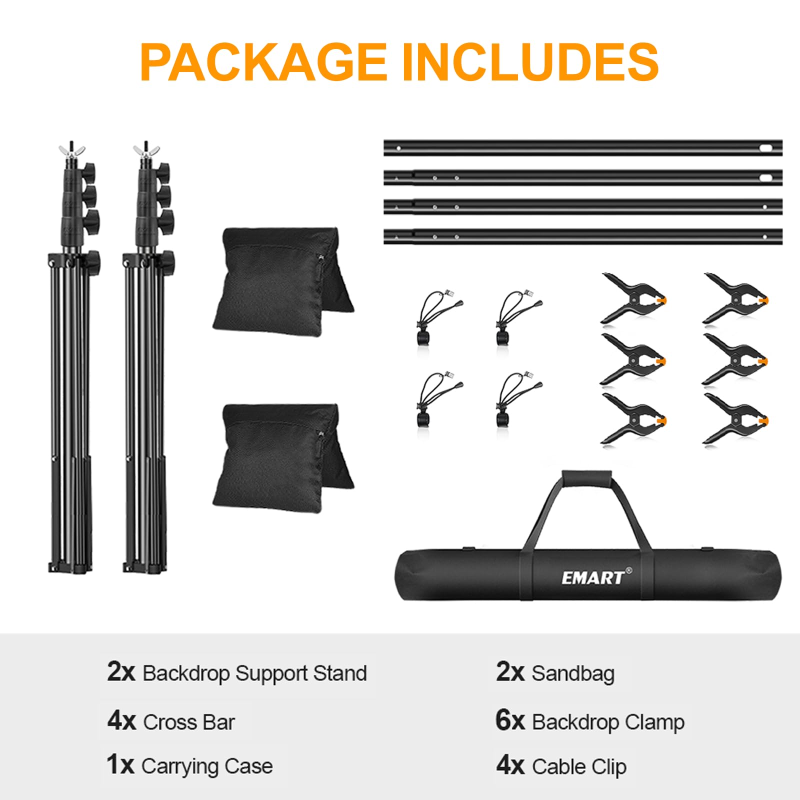 EMART Photo Backdrop Stand kit, 8.5 x 10 ft Back Drop Adjustable Frame for Photography, Photoshoot Banner Background Support Holder for Parties Dectoration