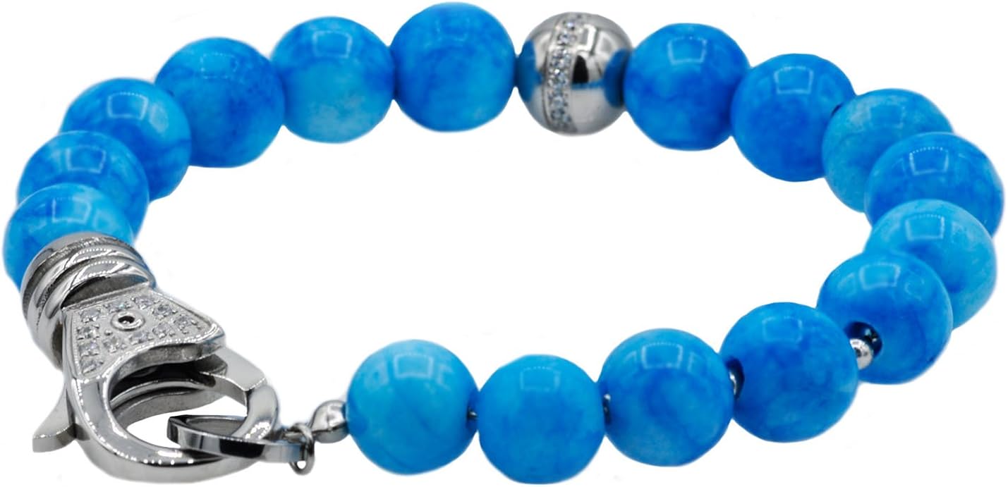 Blackjack Jewelry Men's Genuine Larimar Stone Stainless