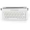 YUNZII Upgraded Wireless Typewriter Keyboard, Retro Aesthetic with Integrated Stand,Cute Round Keycaps, USB-C/Bluetooth Connection for Table, Phone, PC and Win/Mac/Android (B307, Snow White)