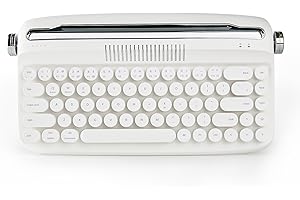 YUNZII Upgraded Wireless Typewriter Keyboard, Retro Aesthetic with Integrated Stand,Cute Round Keycaps, USB-C/Bluetooth Conne